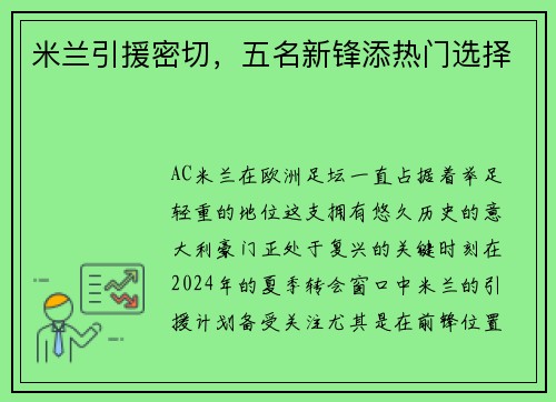 米兰引援密切，五名新锋添热门选择